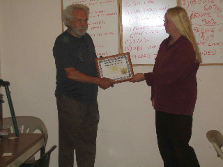 Paal's award at stove camp 2009